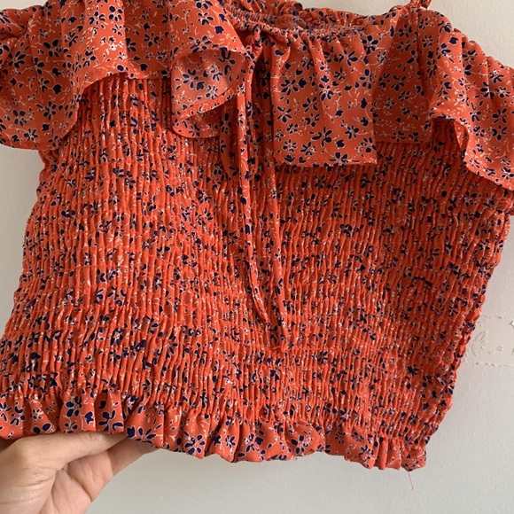 Salmon spaghetti-srap ribbed crop top - Picture 2 of 4